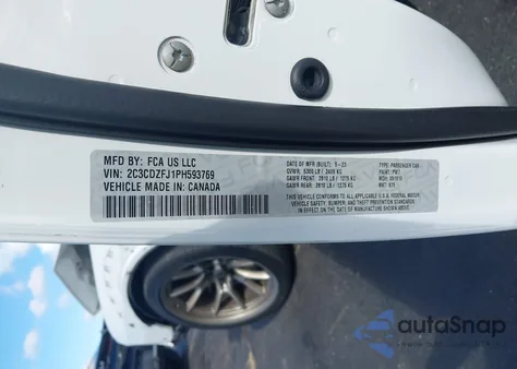 2023 Dodge Challenger R/T Scat Pack Widebody z USA, uszkodzony, nr VIN 2C3CDZFJ1PH593769